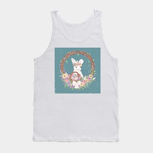 Watercolor Easter Bunny Wreath Art Tank Top